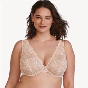 ThirdLove 24/7 Lace Contour Plunge Bra 36E Neutral Cream Tan‎